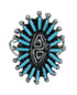 Southwest Authentic Sterling Silver Turquoise Needlepoint Water Wave Ring Size 5 QX84756